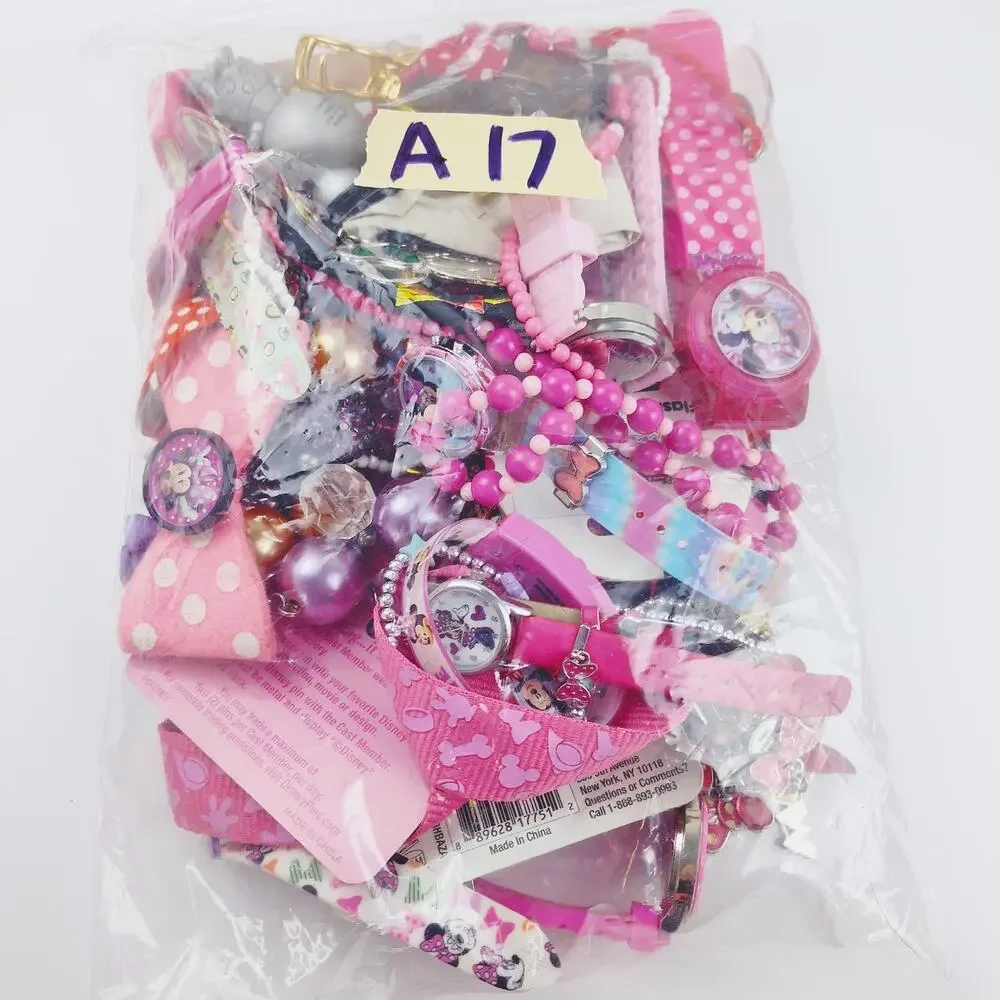 Disney Minnie Mouse Mystery Kids Jewelry Bundle – 1.13 Pounds AS-IS Lot A17